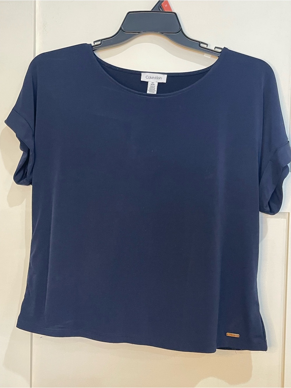 Calvin Klein Navy Short Sleeve Relaxed Crew Top